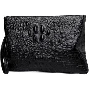 Retro Genuine Leather Clutch Wallet for Men Zipper Money Bag Multifunctional Cellphone Holder Alligator Print in Kuwait