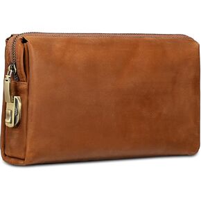 Anti Theft Leather Clutch Bag for Men Full Grain Travel Wallet with Lock Wristlet Card Phone Organizer in Kuwait