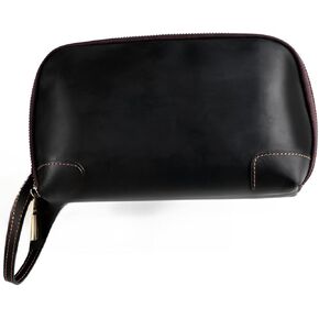 Mens Genuine Leather Clutch Bag Vintage Cowhide Toiletry Organizer for Business Travel Gym Fitness Essentials in Kuwait