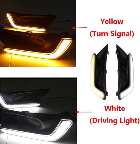 Front Lower Bumper Fog Lamps DRL Driving Light, White LED Daytime Running Light DRL Lamps 2017-2019 Compatible with Honda CR-V CRV, White DRL w/Amber Turn Signal in Saudi Arabia