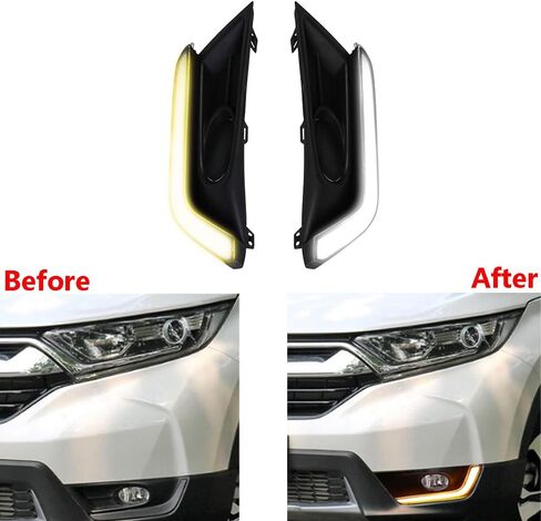 Front Lower Bumper Fog Lamps DRL Driving Light, White LED Daytime Running Light DRL Lamps 2017-2019 Compatible with Honda CR-V CRV, White DRL w/Amber Turn Signal in Saudi Arabia