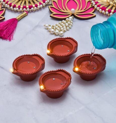 Meera's Era Water Sensor Diya electric diya لديلة ديوالي ، غرض الهدايا ، والتصميم الهائل (حزمة مستشعر المياه diya of_18_117) in Saudi Arabia