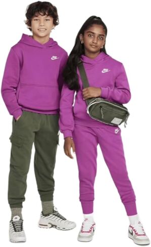 Nike Big Kid's Sportswear Club Fleece Pullover Hoodie و Hot Fuchsia/White Large in Saudi Arabia