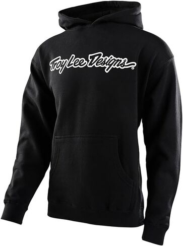 Troy Lee Designs - Youth Pullover Hoodie; Signature Black/White XL in Saudi Arabia