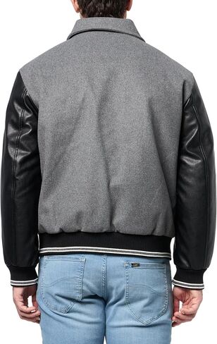 Champion Mens Letterman Varsity Bomber Zipper Closure Jacket With Faux Leather Sleeves in Saudi Arabia