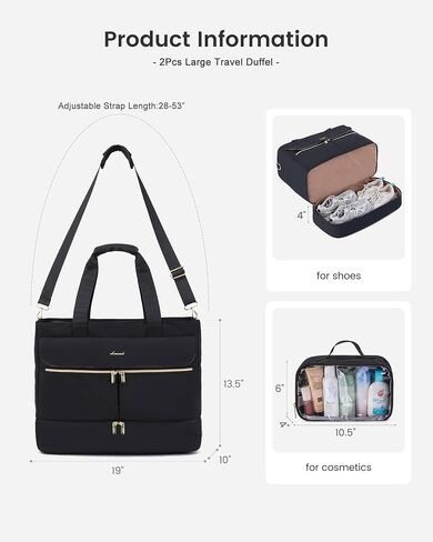 LOVEVOOK Weekender Bags for Women, Wide Open Large Travel Duffle Bag with Shoe Compartment, Carry on Overnight Bags, Hospital Bag for Women Labor Delivery with Wet Pocket in Saudi Arabia