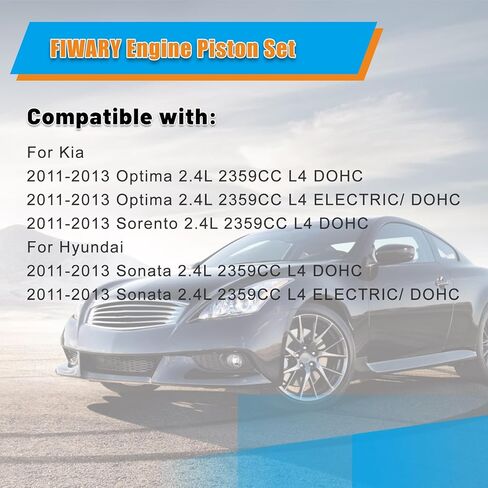 مجموعة مكبس المحرك Sutiable لـ Alpina 2011-2012، لـ Kia Optima Sorento 2.4L 2011-2013، لـ Hyundai Sonata 2011-2013 استبدال OE 23040-2G500 23410-2G500 in Kuwait