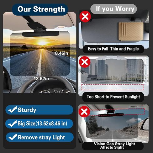 Sun Visor Extender للسيارات ، وشمس Car Sun ، و Universal Anti-Glare Car Sunshade Lesor Extender Sun Blocker ، امتداد كبير الحجم القابل للتعديل للقيادة الآمنة ، حماية UV400 in Kuwait