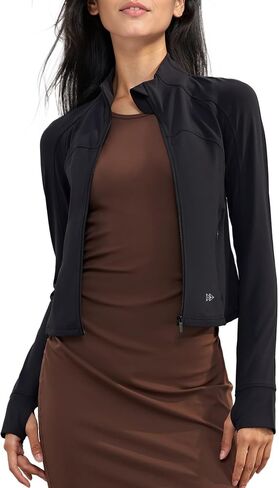 Yvette Women's Athletic Full Zip Lightweight Workout Jackets with Thumb Holes Gym Shirts Running Clothes with Pocket in Saudi Arabia