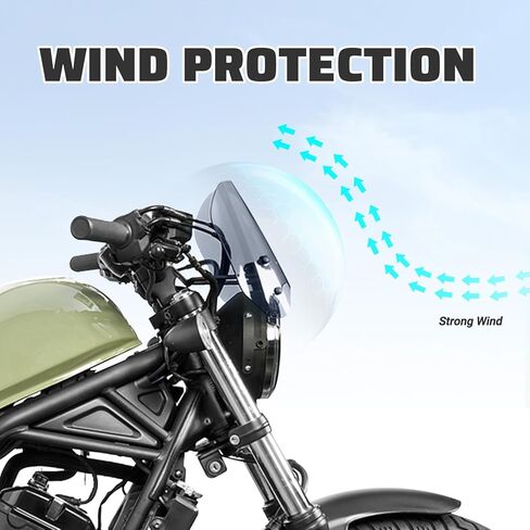 Motorcycle Windshield Deflector with Bracket Windscreen Fit for Rebel 500 CMX500 2018 2019 2020 2021 2022 2023 2024 Wind Shield Screen Visor Flyscreen, Black in Saudi Arabia