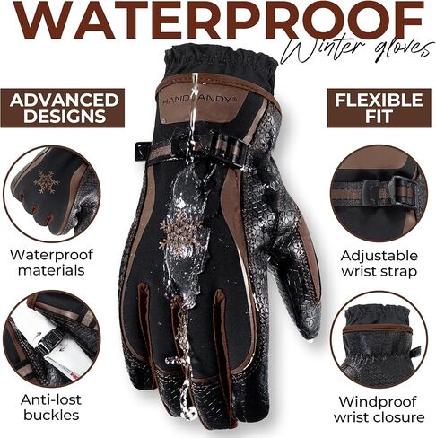 HANDLANDY Winter Work Gloves with Grip for Men & Women, Insulated Waterproof Skiing Hiking Cold Weather Gloves in Kuwait