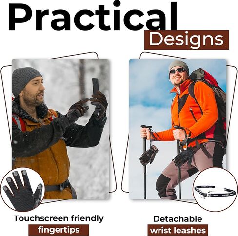 HANDLANDY Winter Work Gloves with Grip for Men & Women, Insulated Waterproof Skiing Hiking Cold Weather Gloves in Kuwait