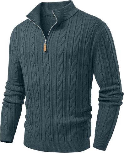 Jmierr Men Quarter Zip Pulover Sweater Sweater Sweater Cable متماسكة من طوق اللينات المحبوك in Saudi Arabia