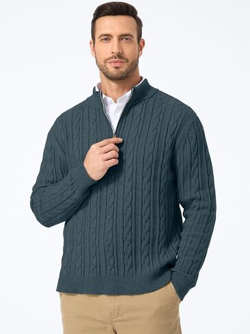 Jmierr Men Quarter Zip Pulover Sweater Sweater Sweater Cable متماسكة من طوق اللينات المحبوك in Saudi Arabia