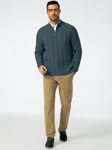Jmierr Men Quarter Zip Pulover Sweater Sweater Sweater Cable متماسكة من طوق اللينات المحبوك in Saudi Arabia