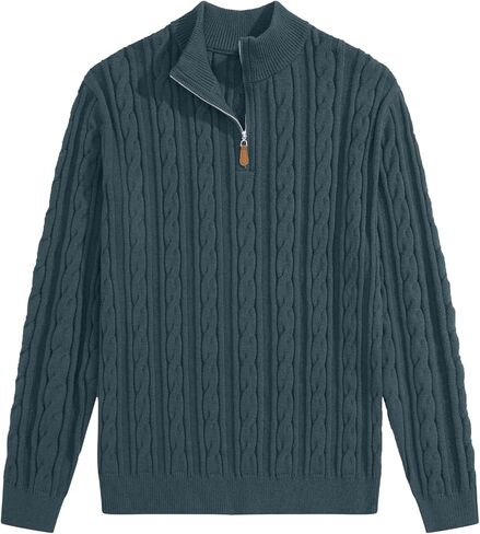 Jmierr Men Quarter Zip Pulover Sweater Sweater Sweater Cable متماسكة من طوق اللينات المحبوك in Saudi Arabia