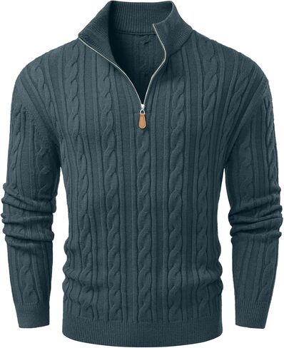 Jmierr Men Quarter Zip Pulover Sweater Sweater Sweater Cable متماسكة من طوق اللينات المحبوك in Saudi Arabia