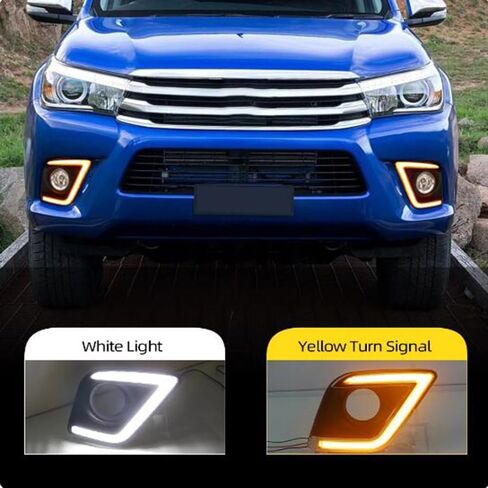Bakugo 2PCS LED LED خلال النهار ضباب الضباب DRL إشارة الإشارة الإشارة لتويوتا Hilux Revo VIGO 2015-2017 - أبيض in Saudi Arabia