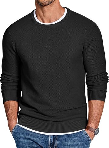 COOFANDY MENS CREWNECK SWEACE SLIM FIT خفيفة الوزن متماسكة لللباس غير الرسمي لفاتين السترات الصوفية in Saudi Arabia