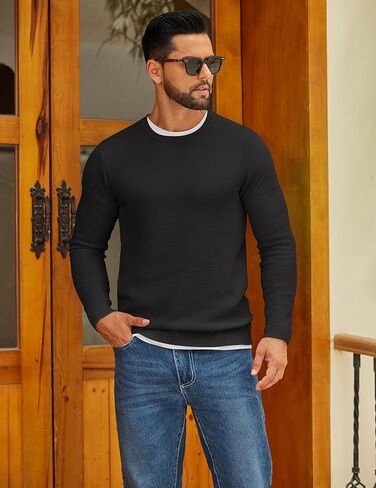 COOFANDY MENS CREWNECK SWEACE SLIM FIT خفيفة الوزن متماسكة لللباس غير الرسمي لفاتين السترات الصوفية in Saudi Arabia