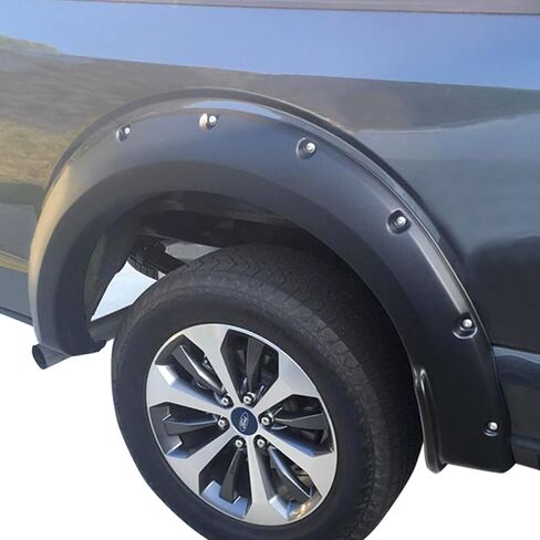 IKON MOTORSPORTS, Fender Flares Compatible With 2018-2019 Ford F150, Offroad Pocket Style Wheel Cover Fender Trim Mud Guards 4PC Set Smooth Black PP Polypropylene in Saudi Arabia