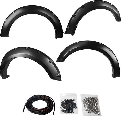 IKON MOTORSPORTS, Fender Flares Compatible With 2018-2019 Ford F150, Offroad Pocket Style Wheel Cover Fender Trim Mud Guards 4PC Set Smooth Black PP Polypropylene in Saudi Arabia