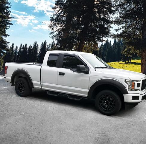 IKON MOTORSPORTS, Fender Flares Compatible With 2018-2019 Ford F150, Offroad Pocket Style Wheel Cover Fender Trim Mud Guards 4PC Set Smooth Black PP Polypropylene in Saudi Arabia