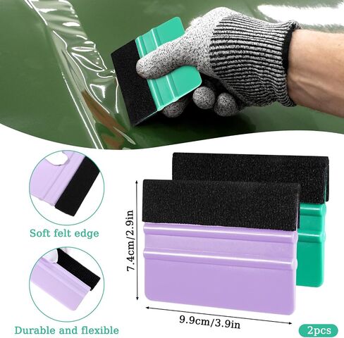 2 Pcs Squeegee Kit Purple & Teal Vinyl Wrap Tools Squeegee for Vinyl Wrap Felt Scraper Wraps for Crafts Car Wraps Window Tint Wallpaper Glass Film Application 4x3 Inch in Saudi Arabia
