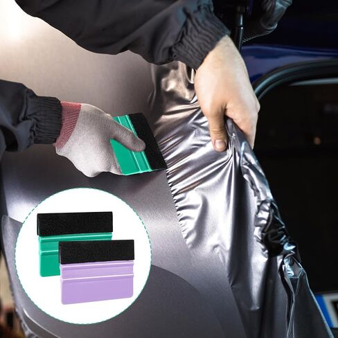 2 Pcs Squeegee Kit Purple & Teal Vinyl Wrap Tools Squeegee for Vinyl Wrap Felt Scraper Wraps for Crafts Car Wraps Window Tint Wallpaper Glass Film Application 4x3 Inch in Saudi Arabia