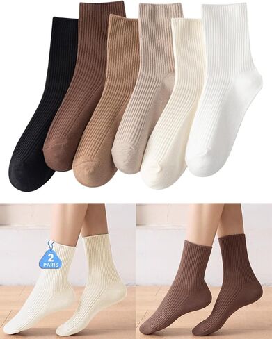 Women's Premier Cotton Socks Daily Soft Girl School Cute Crew Knit Sock Casual Everyday Style for Girls and Woman in Saudi Arabia