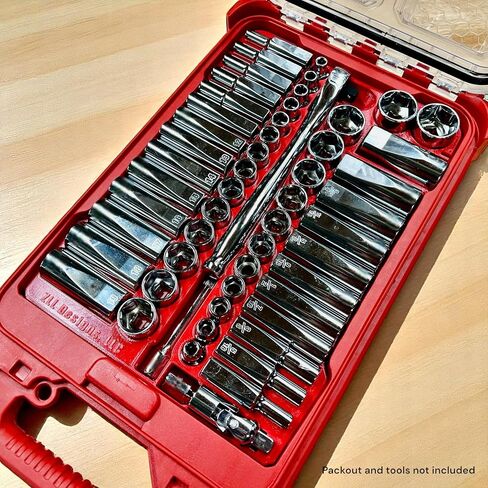 إدراج عبوة متوافق مع Milwaukee 3/8 "Drive SAE/Metric Ratchet و Socket Mechanics 56 قطعة (48-22-9008) in Saudi Arabia