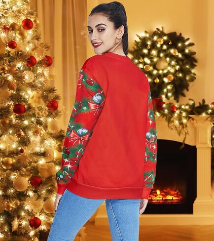 Women Ugly Christmas Sweatshirt Long Sleeve Shirts O-neck Pullover in Kuwait