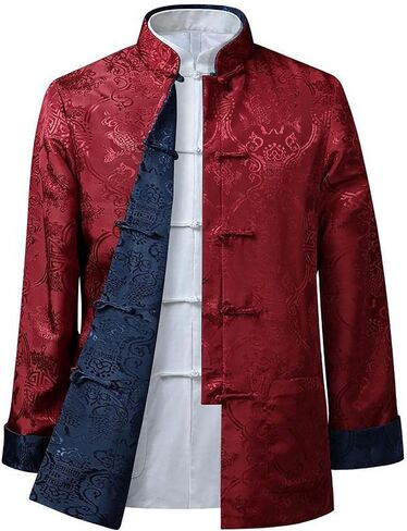 Kung Fu Tops Uniform Tang Men Martial Arts,Spring Autumn Tang Suit Jacket Men Casual Jacket Chinese Style Double-Sided Retro in Saudi Arabia