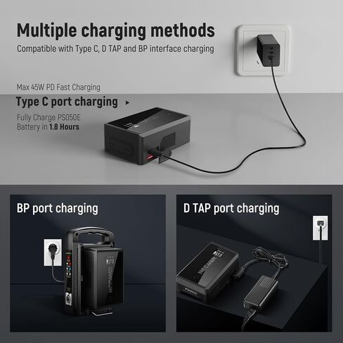 Neewer Mini V Mount Battery with D Tap/USB C/USB A/BP/Dual DC Ports/OLED Screen, 3450mAh 50Wh 14.54V V Lock Battery Supports 45W PD Fast Charging for Camera Monitor Camcorder Video Light, PS050E in Saudi Arabia