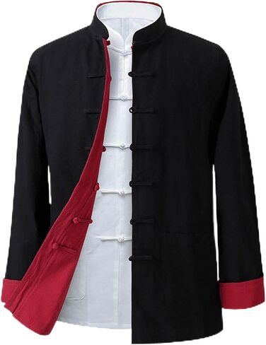 Kung Fu Uniform For Men Shirt Suit,Traditional Tang Chinese Button Long-Sleeve Top Double-Sided Tang Suit Men Jacket in Saudi Arabia
