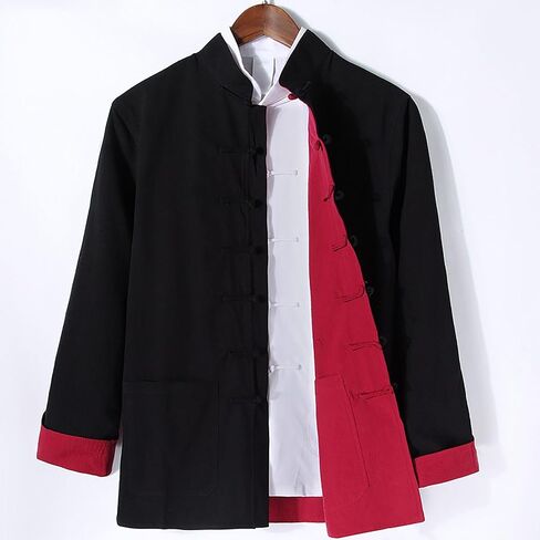 Kung Fu Uniform For Men Shirt Suit,Traditional Tang Chinese Button Long-Sleeve Top Double-Sided Tang Suit Men Jacket in Saudi Arabia