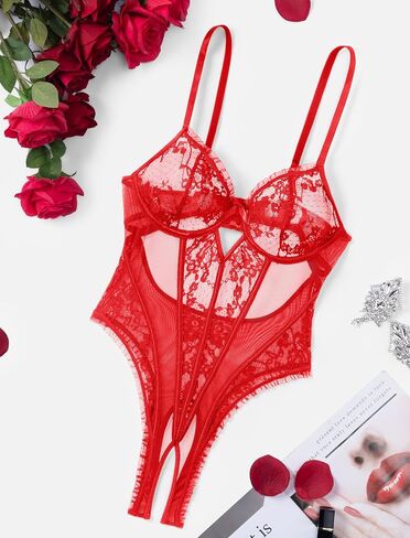 Avidlove Sexy Lingerie for Women V Neck Lace Teddy Lingerie Push Up One Piece Lingerie Bodysuit in Saudi Arabia