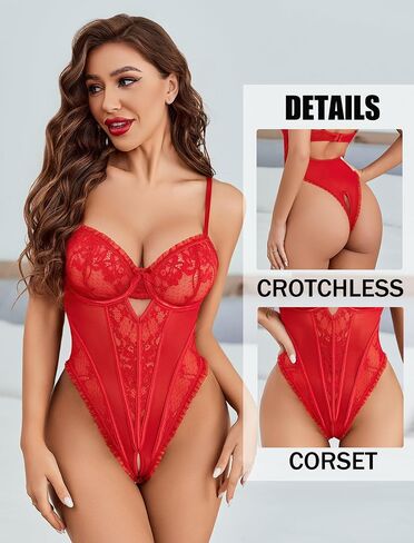 Avidlove Sexy Lingerie for Women V Neck Lace Teddy Lingerie Push Up One Piece Lingerie Bodysuit in Saudi Arabia