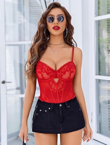 Avidlove Sexy Lingerie for Women V Neck Lace Teddy Lingerie Push Up One Piece Lingerie Bodysuit in Saudi Arabia