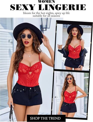 Avidlove Sexy Lingerie for Women V Neck Lace Teddy Lingerie Push Up One Piece Lingerie Bodysuit in Saudi Arabia