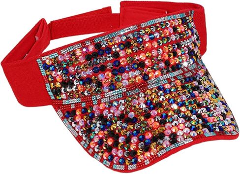 Bling Shiny Rhinestones Sun Visor for Women Adjustable Summer Beach Sunvisor Caps Golf Tennis Cycling Running in Saudi Arabia