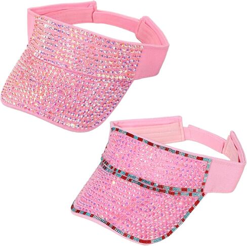 Bling Shiny Rhinestones Sun Visor for Women Adjustable Summer Beach Sunvisor Caps Golf Tennis Cycling Running in Saudi Arabia