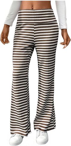 High Rise Striped Pants for Women Wide Leg Plus Size Pant Loose Comfy Trousers Trendy 2025 Casual Sweatpant in Saudi Arabia