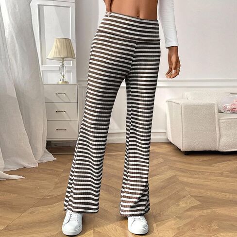 High Rise Striped Pants for Women Wide Leg Plus Size Pant Loose Comfy Trousers Trendy 2025 Casual Sweatpant in Saudi Arabia