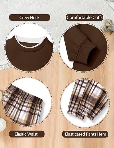 ملابس الأولاد حول رقبة رقبة بلا غطاء قميص أعلى + سراويل منقوشة للبنين الخريف خريف شتاء 2 قطعة الحجم 3-7T in Kuwait