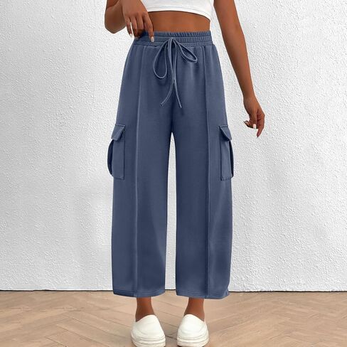 Women's Casual Sweatpant Drawstring Wide Leg Trousers High Waisted Baggy Casual Sweatpants with Pockets in Saudi Arabia