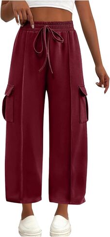 Women's Casual Sweatpant Drawstring Wide Leg Trousers High Waisted Baggy Casual Sweatpants with Pockets in Saudi Arabia