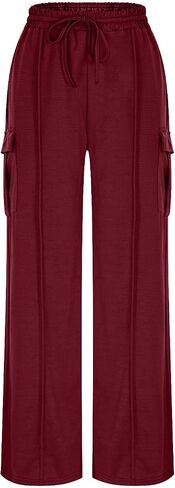 Women's Casual Sweatpant Drawstring Wide Leg Trousers High Waisted Baggy Casual Sweatpants with Pockets in Saudi Arabia
