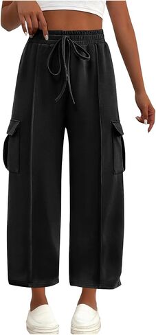 Women's Casual Sweatpant Drawstring Wide Leg Trousers High Waisted Baggy Casual Sweatpants with Pockets in Saudi Arabia