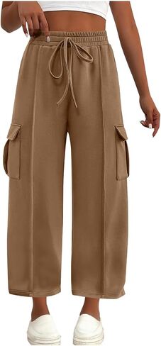 Women's Casual Sweatpant Drawstring Wide Leg Trousers High Waisted Baggy Casual Sweatpants with Pockets in Saudi Arabia